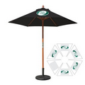 7' Round Wood Umbrella with 6 Ribs, Full-Color Thermal Imprint, 5 Locations